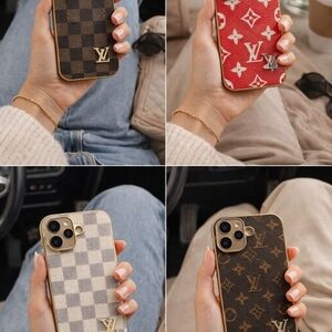 Luxury Designer Phone Case - Brown, Red, Gray/iPhone 17/17PRO/17PROMAX